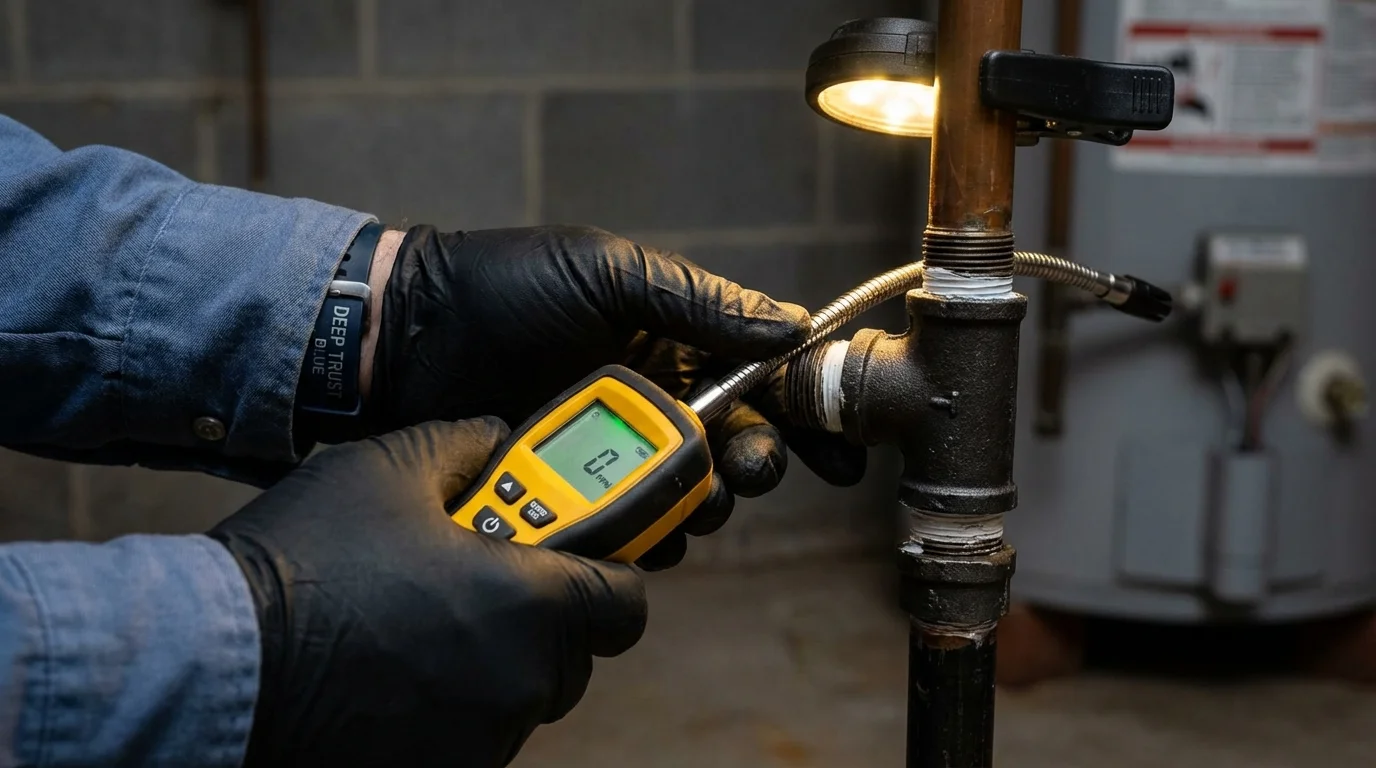 Gas leak detection with electronic sniffer by Johns Plumbing LLC in Buckeystown