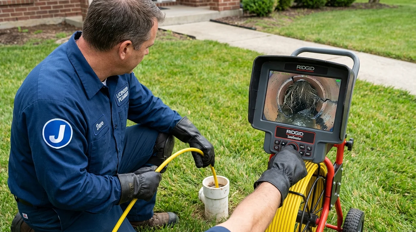 Sewer camera inspection being performed by Johns Plumbing LLC in Buckeystown
